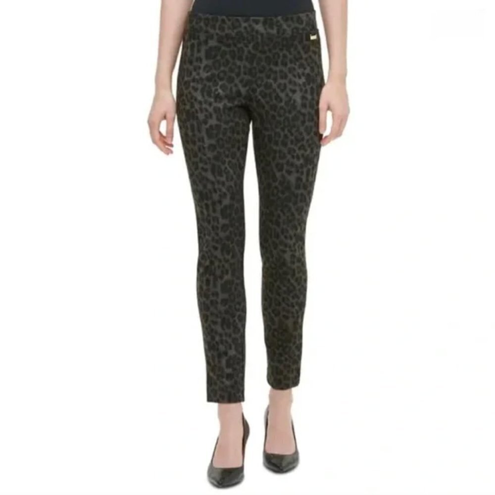 Calvin Klein Ponte Stretch Leopard Cheetah Animal Print Leggings Pant